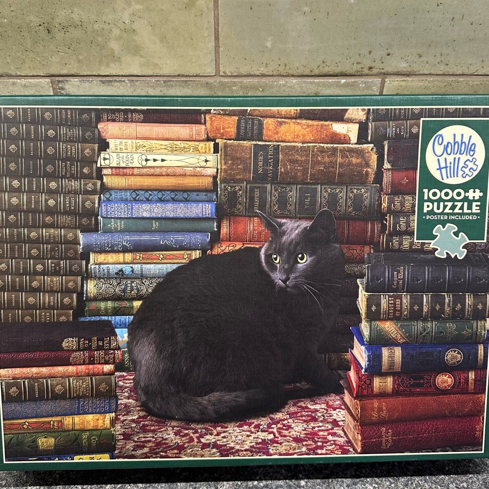 Cobble Hill  by Library Cat Puzzle - 1000 Pieces - Black Cat Design